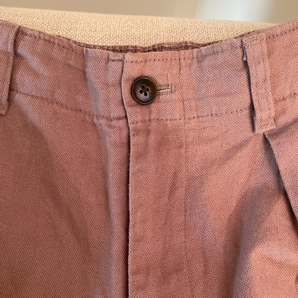 MADEWELL Petite Cotton-Linen Wide Left Pants in Mauve P6